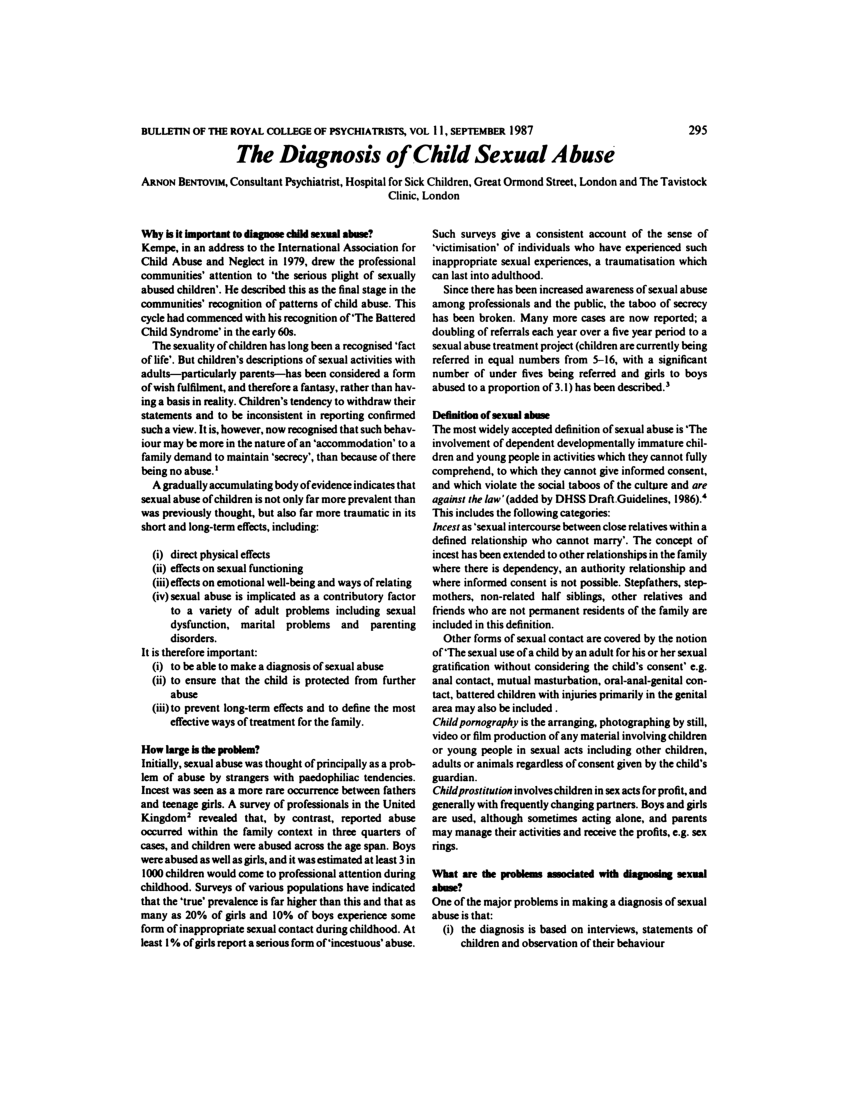 PDF) The Diagnosis of Child Sexual Abuse