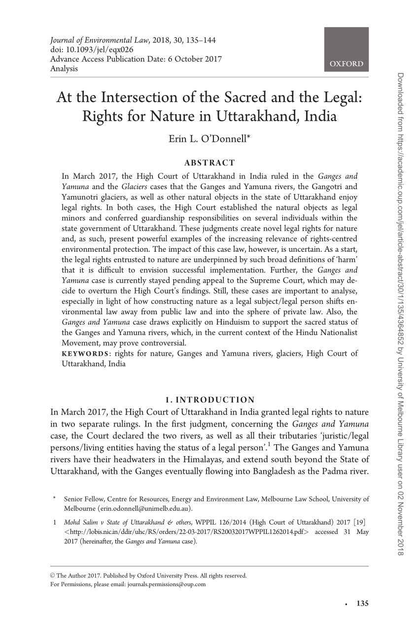 børste Far hoppe PDF) At the intersection of the sacred and the legal: rights for nature in  Uttarakhand, India