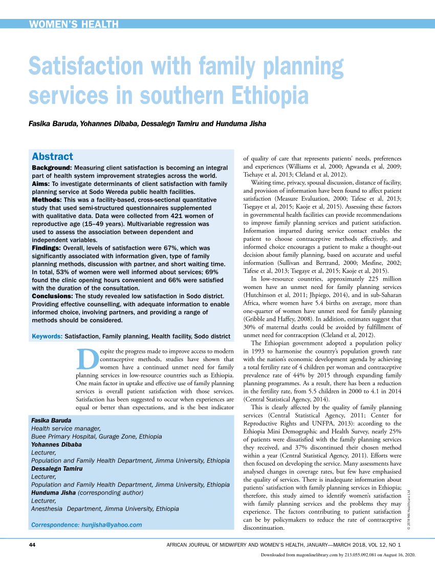 research on family planning in ethiopia pdf