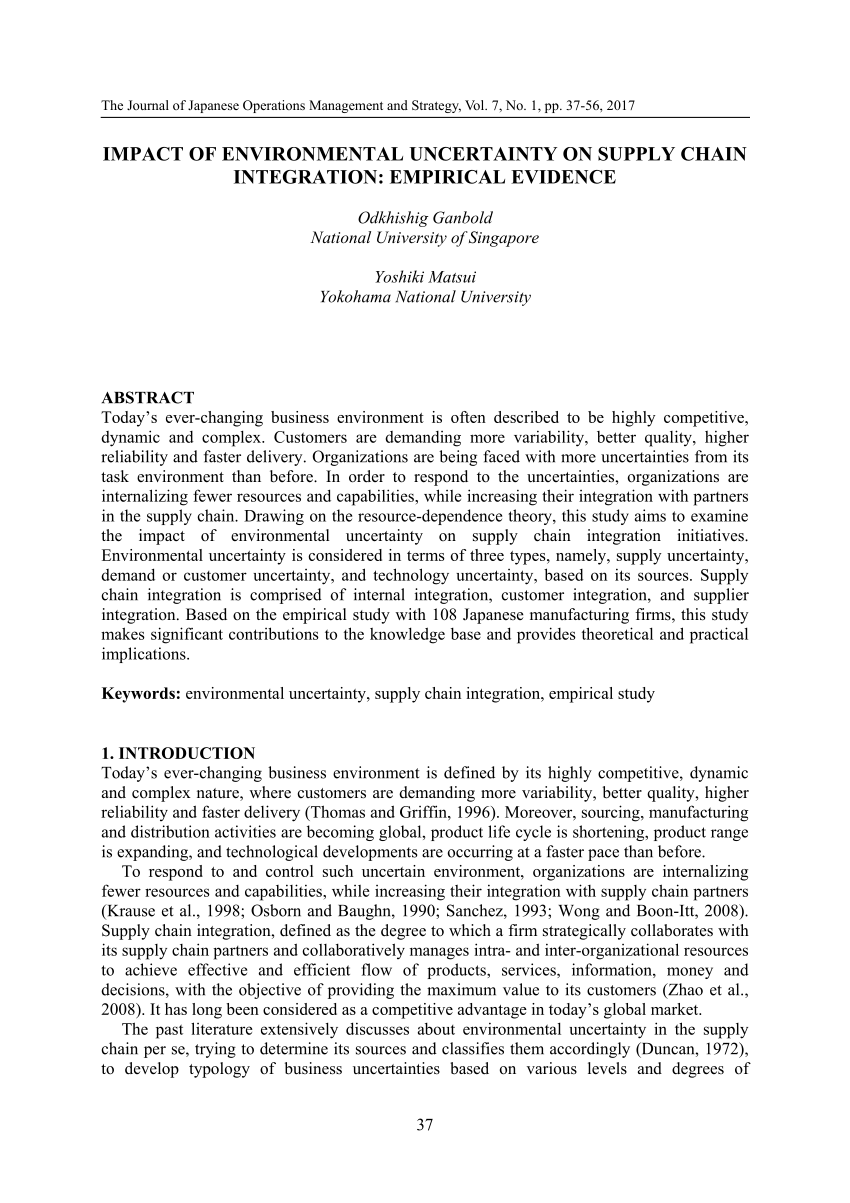 PDF) Environmental scanning, supply chain integration