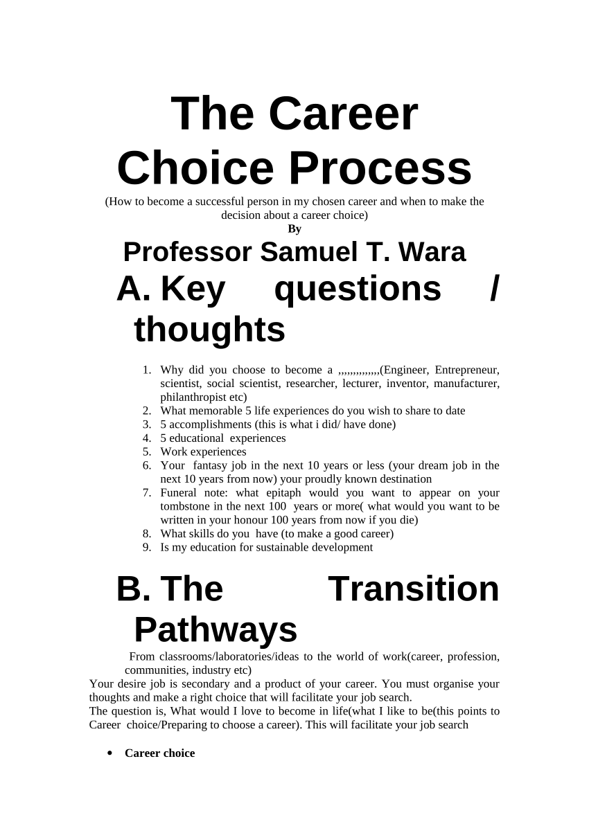 career choice thesis