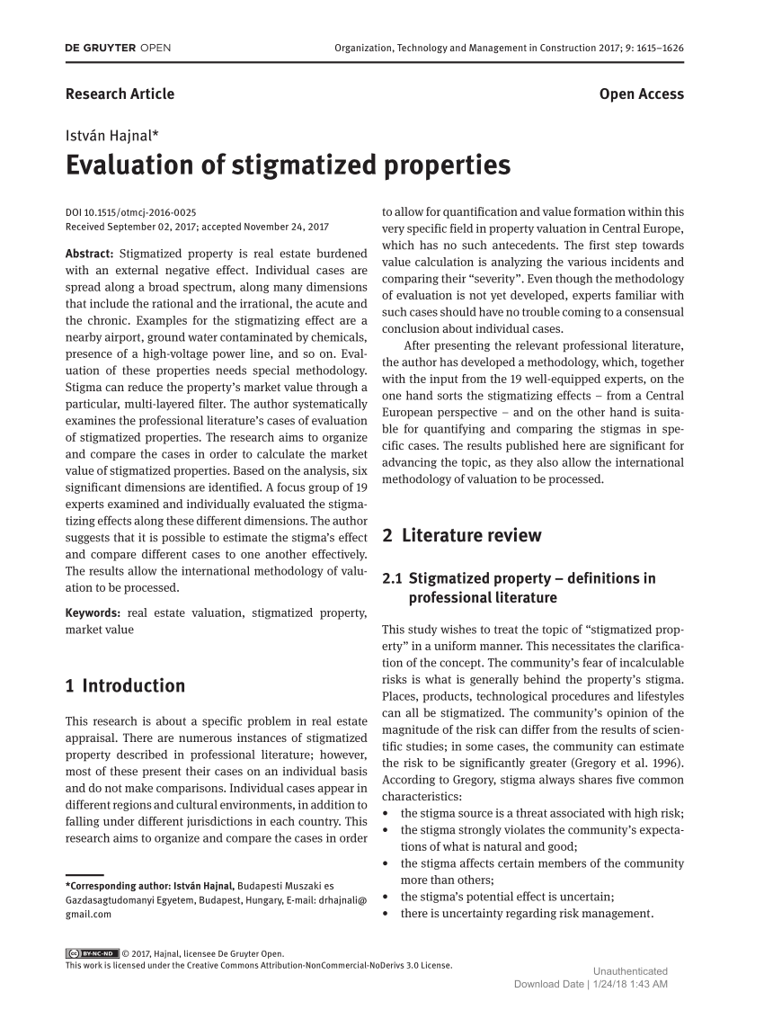 (PDF) Evaluation of stigmatized properties