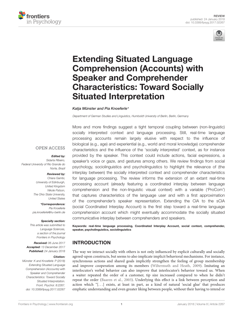 PDF Extending Situated Language Comprehension Accounts with  