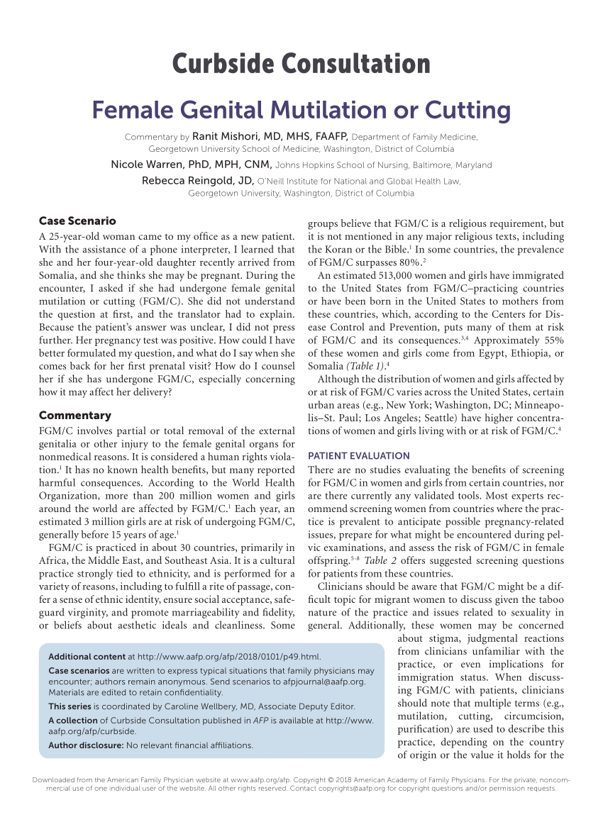 PDF Female Genital Mutilation or Cutting