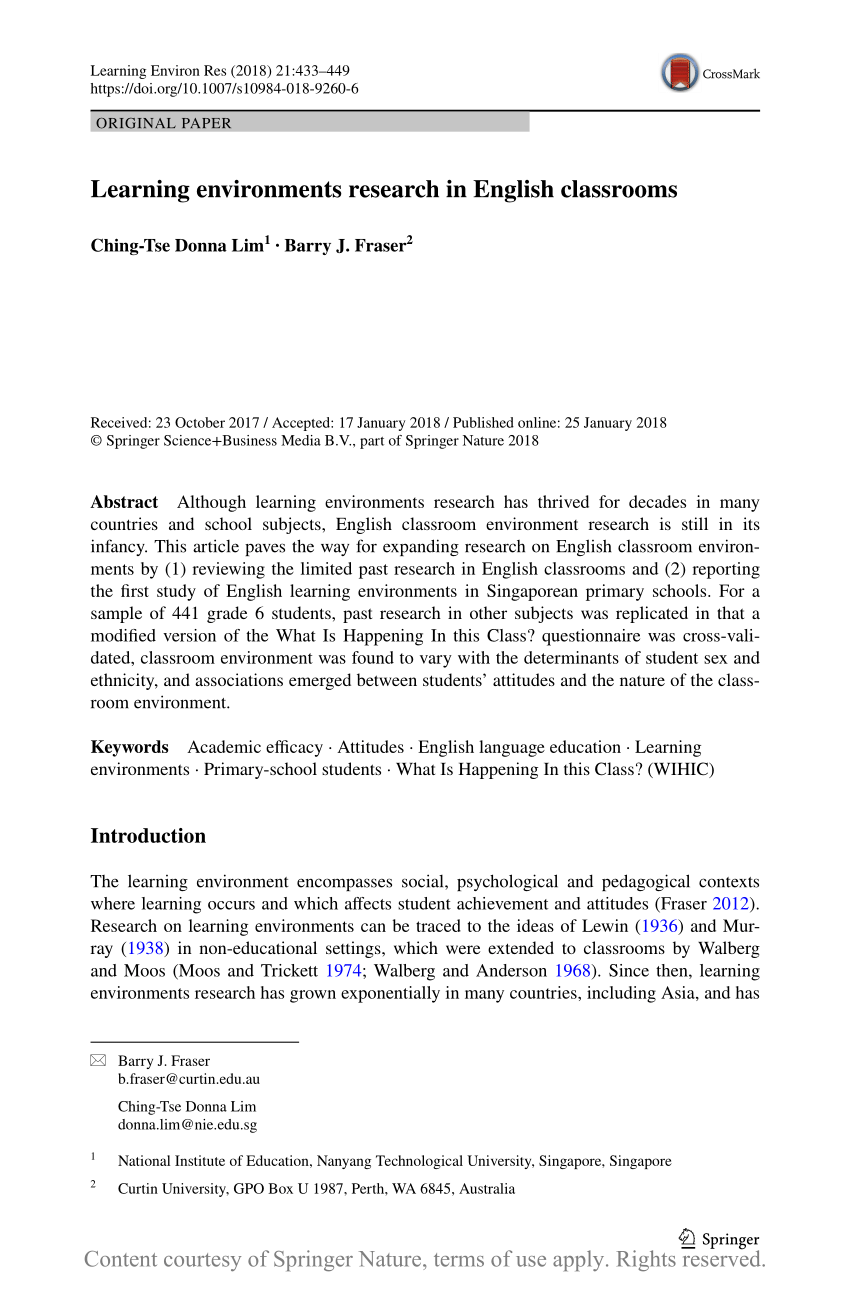 classroom environment research paper