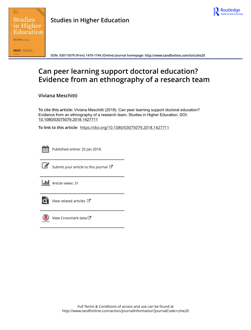 Pdf Can Peer Learning Support Doctoral Education Evidence From