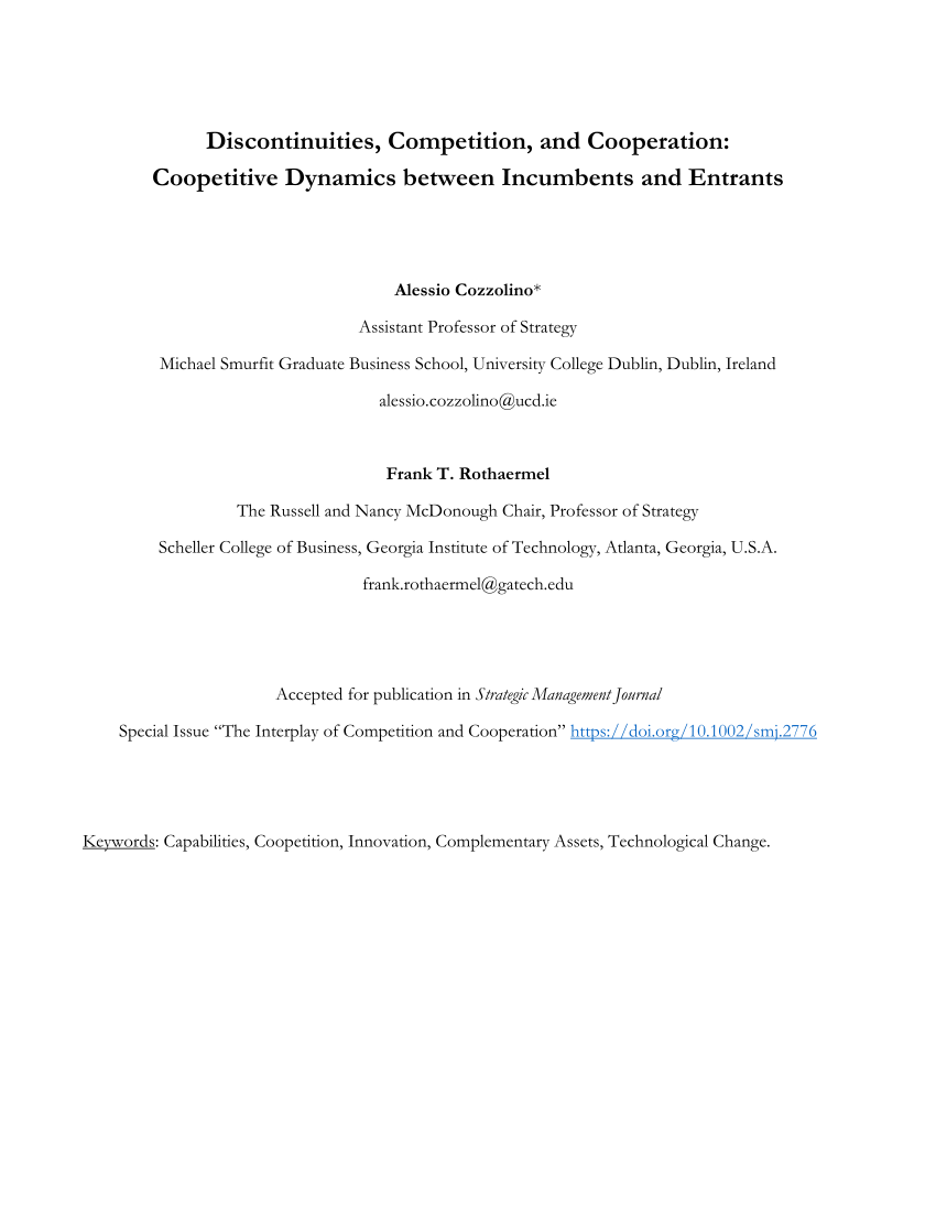 PDF) Discontinuities, Competition, and Cooperation: Coopetitive