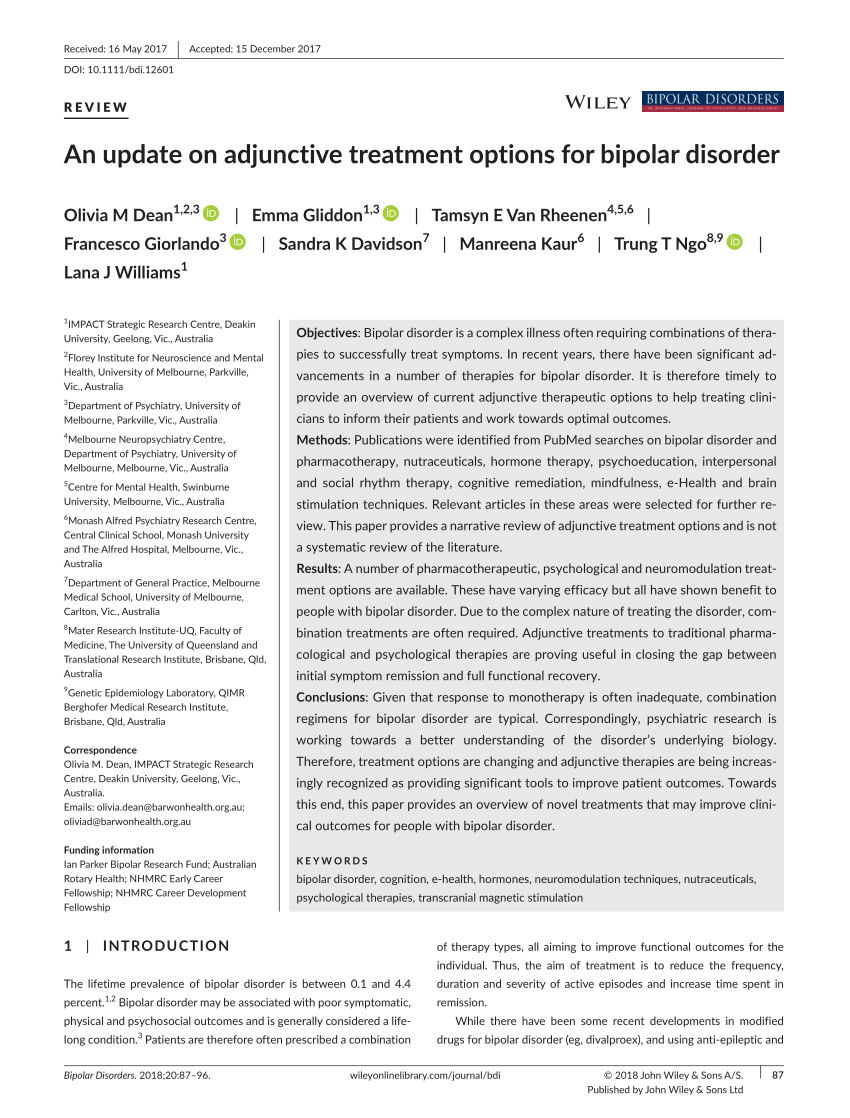 (PDF) An update on adjunctive treatment options for bipolar disorder