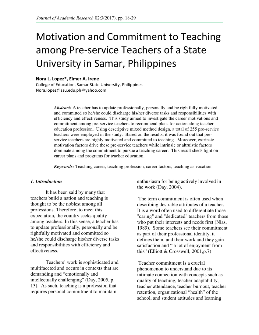 research paper about teaching as a profession in the philippines