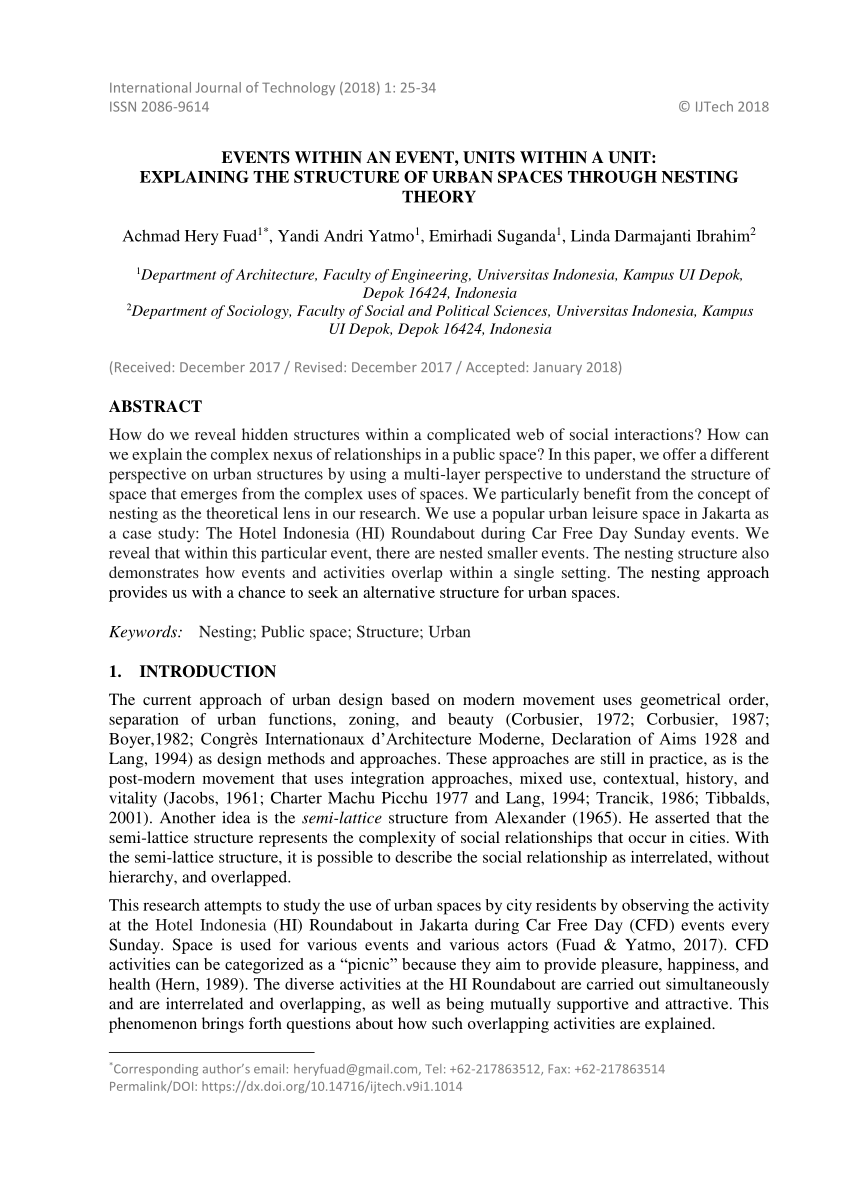 Pdf Events Within Event Units Within Unit Explaining The Structure Of Urban Spaces Through Nesting Theory