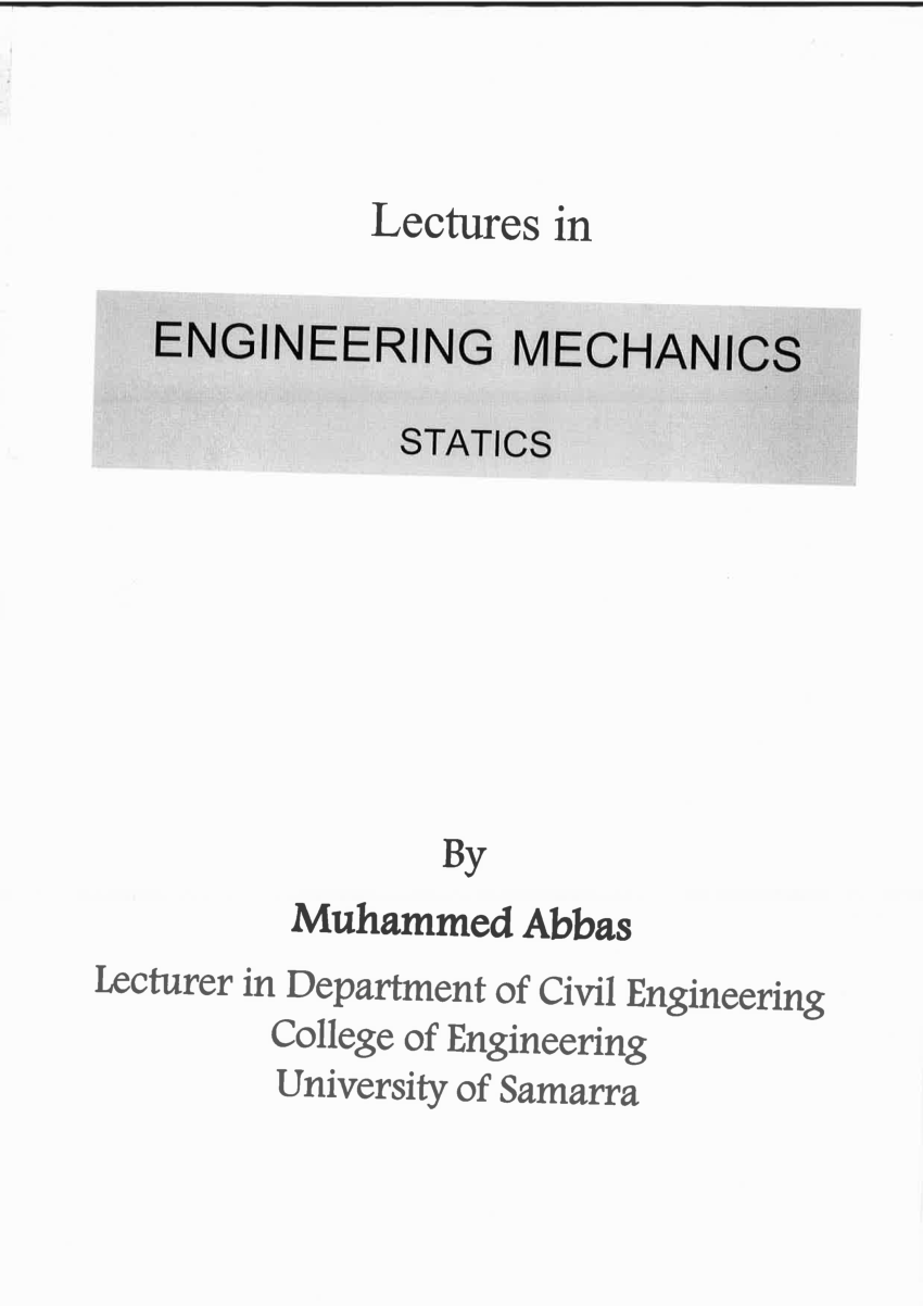 ondanks Onderhoud Monica PDF) Engineering Mechanics - Statics: Lecture Notes (Handwritten)