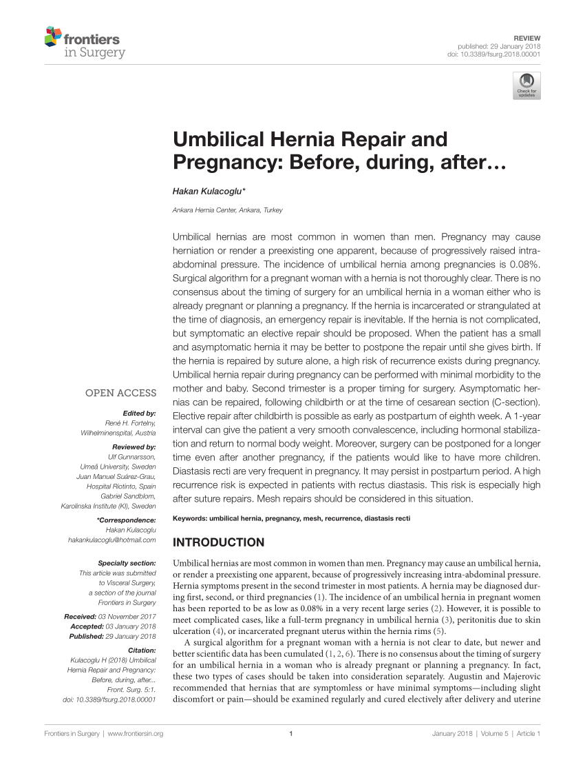 PDF) Umbilical Hernia Repair and Pregnancy: Before, during, after…