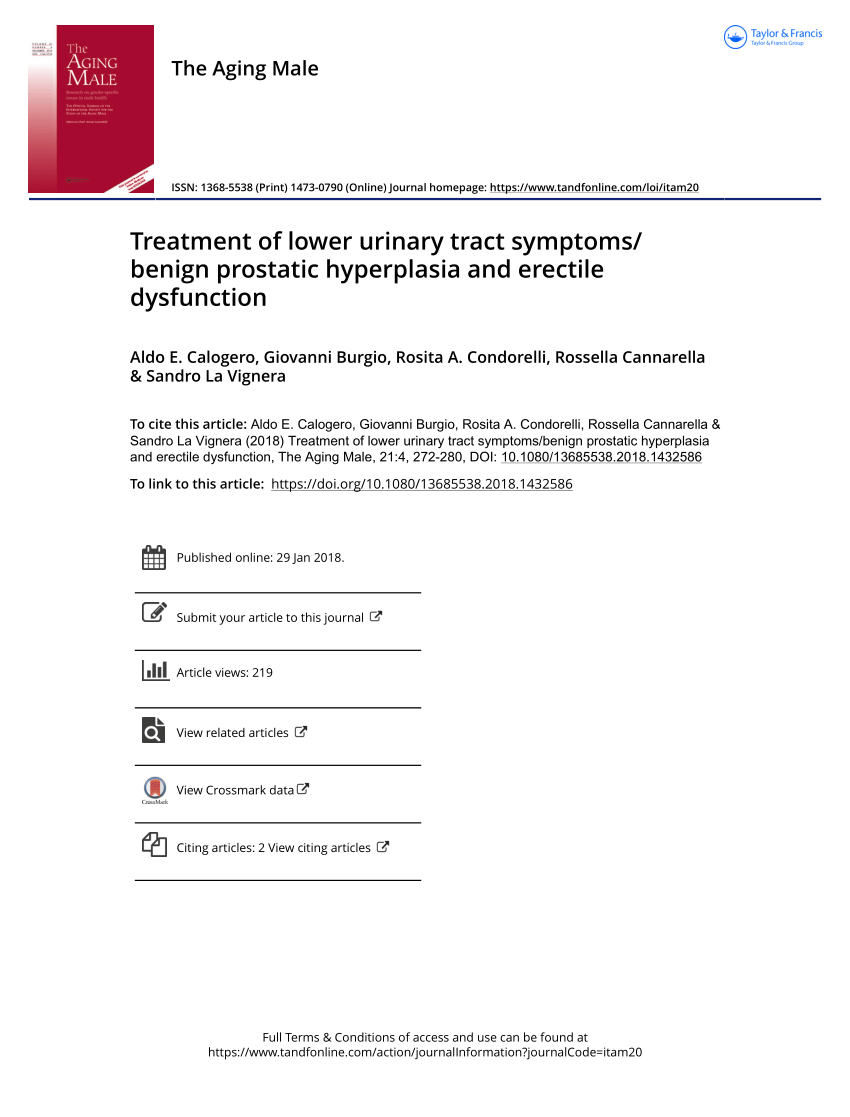 Pdf Treatment Of Lower Urinary Tract Symptomsbenign Prostatic Hyperplasia And Erectile 1015