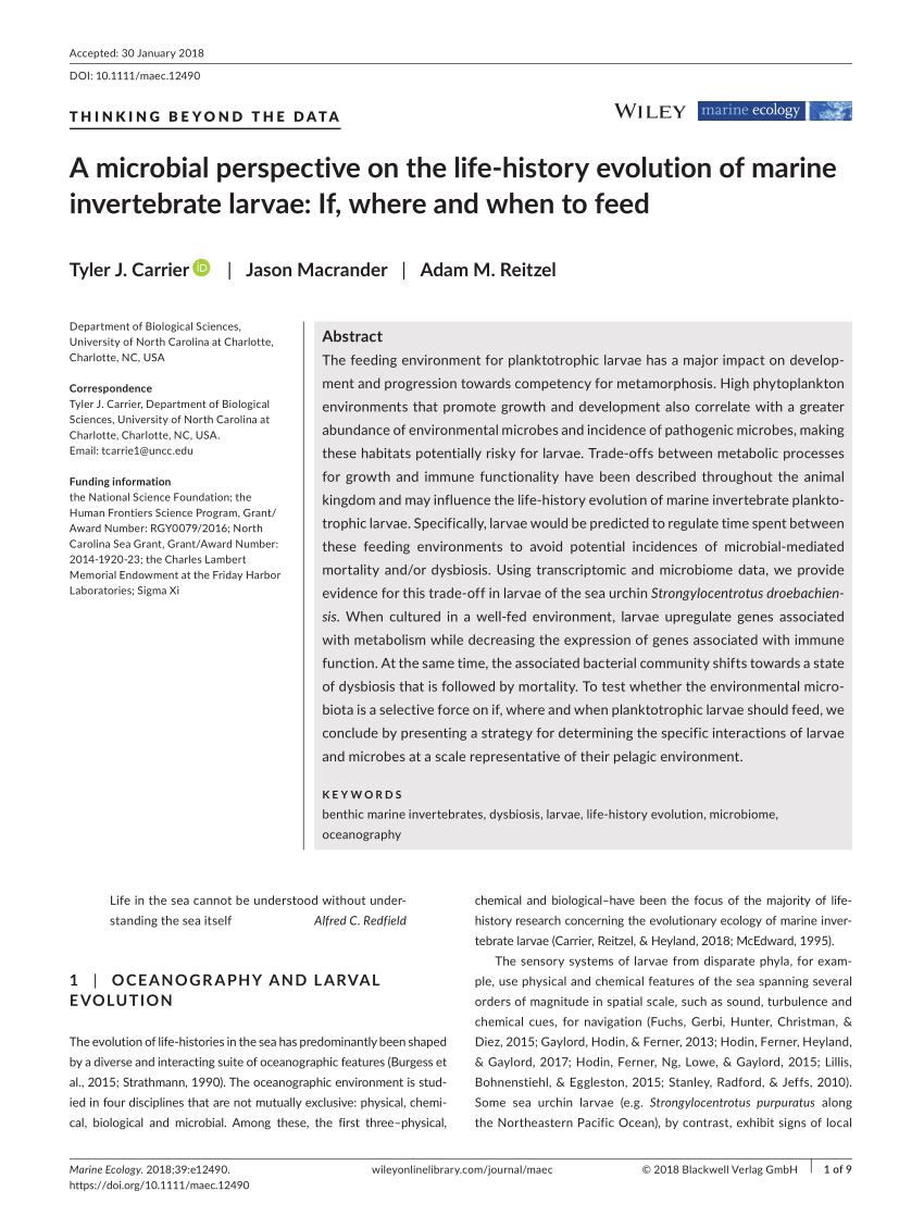 (PDF) A microbial perspective on the life-history evolution of marine