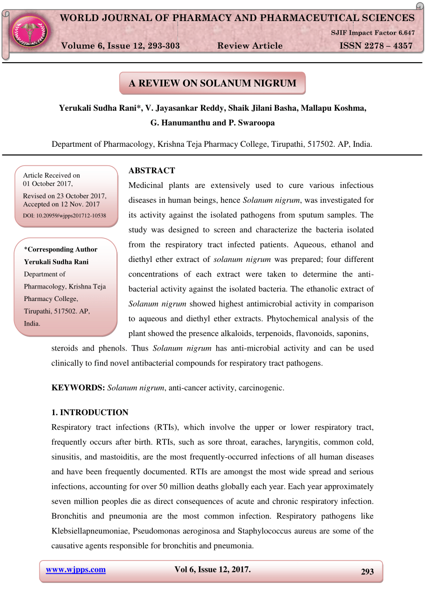 research paper on solanum nigrum