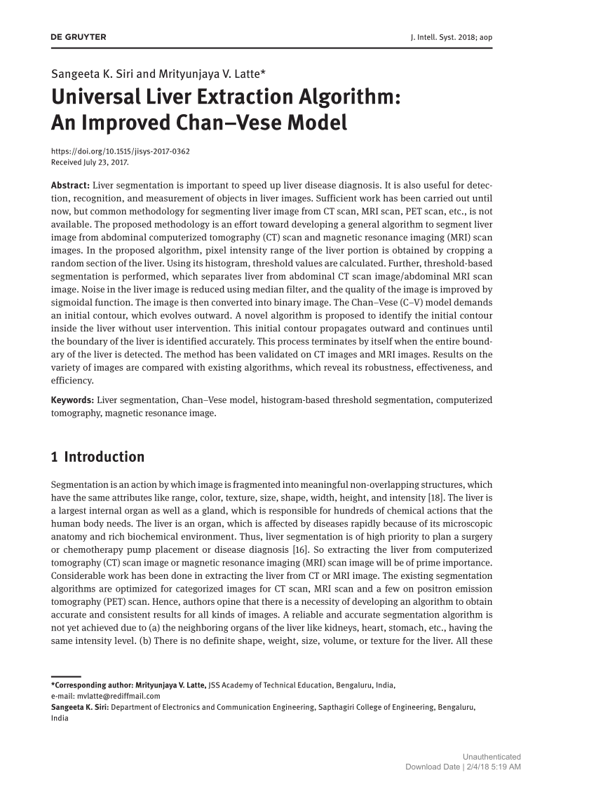 Pdf Universal Liver Extraction Algorithm An Improved Chanvese Model