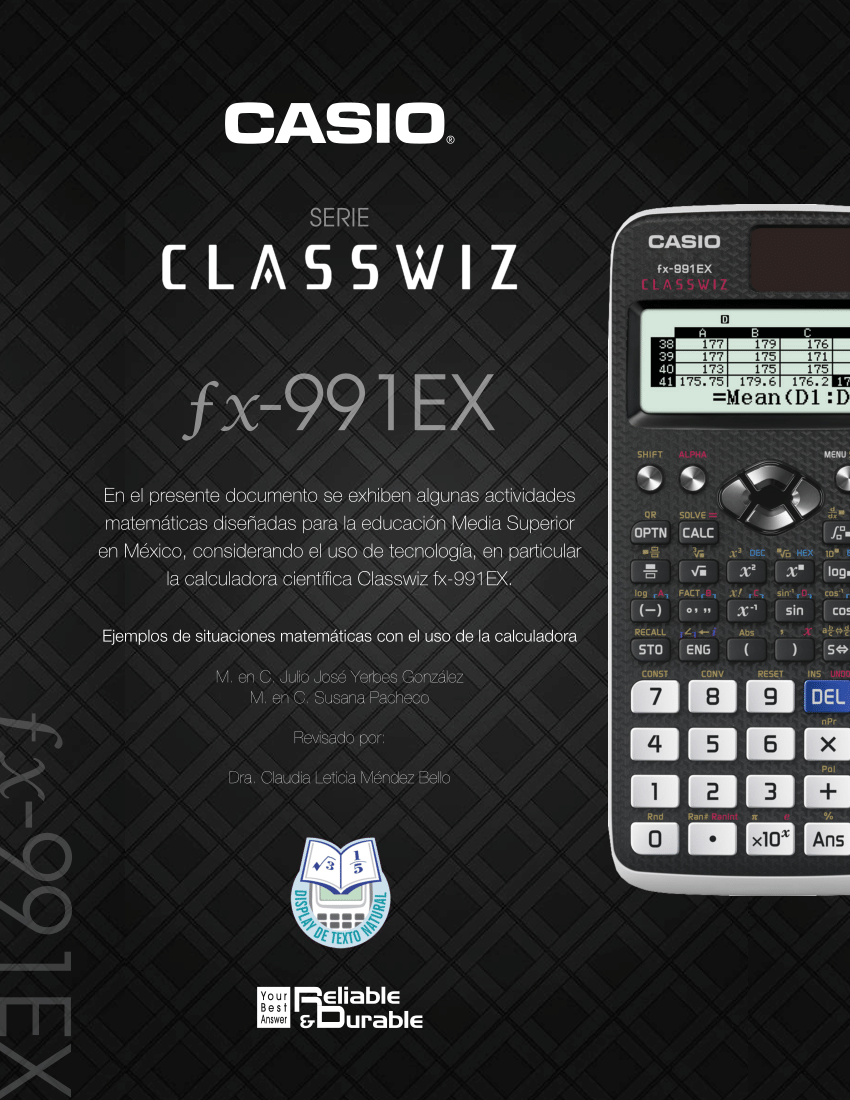 Identificar Abundancia Centrar PDF) Ejemplos de situaciones matemáticas con el uso de la calculadora  CLASSWIZ fx-991EX