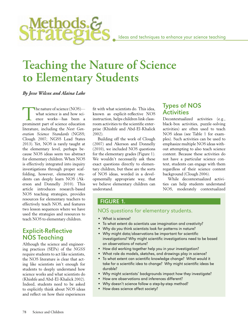 research on teaching and learning of nature of science
