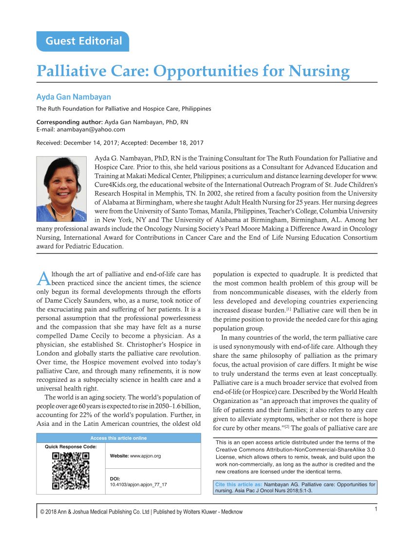 nursing research topics in palliative care