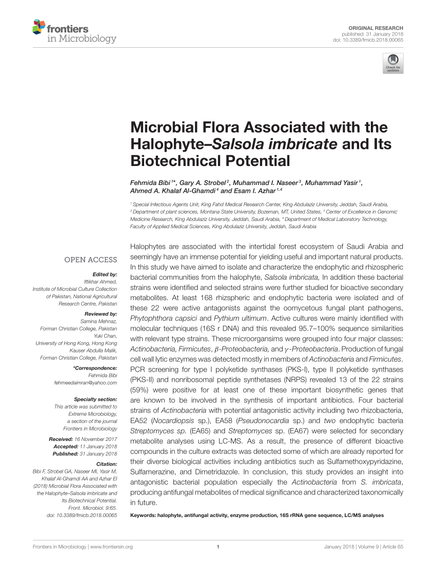 PDF) Microbial Flora Associated with the Halophyte–Salsola 