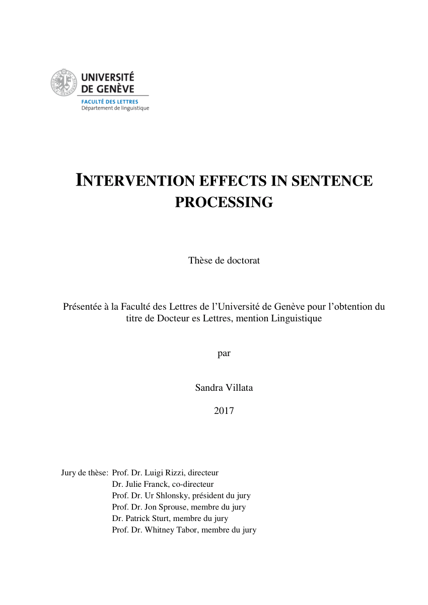 (PDF) Intervention effects in sentence processing