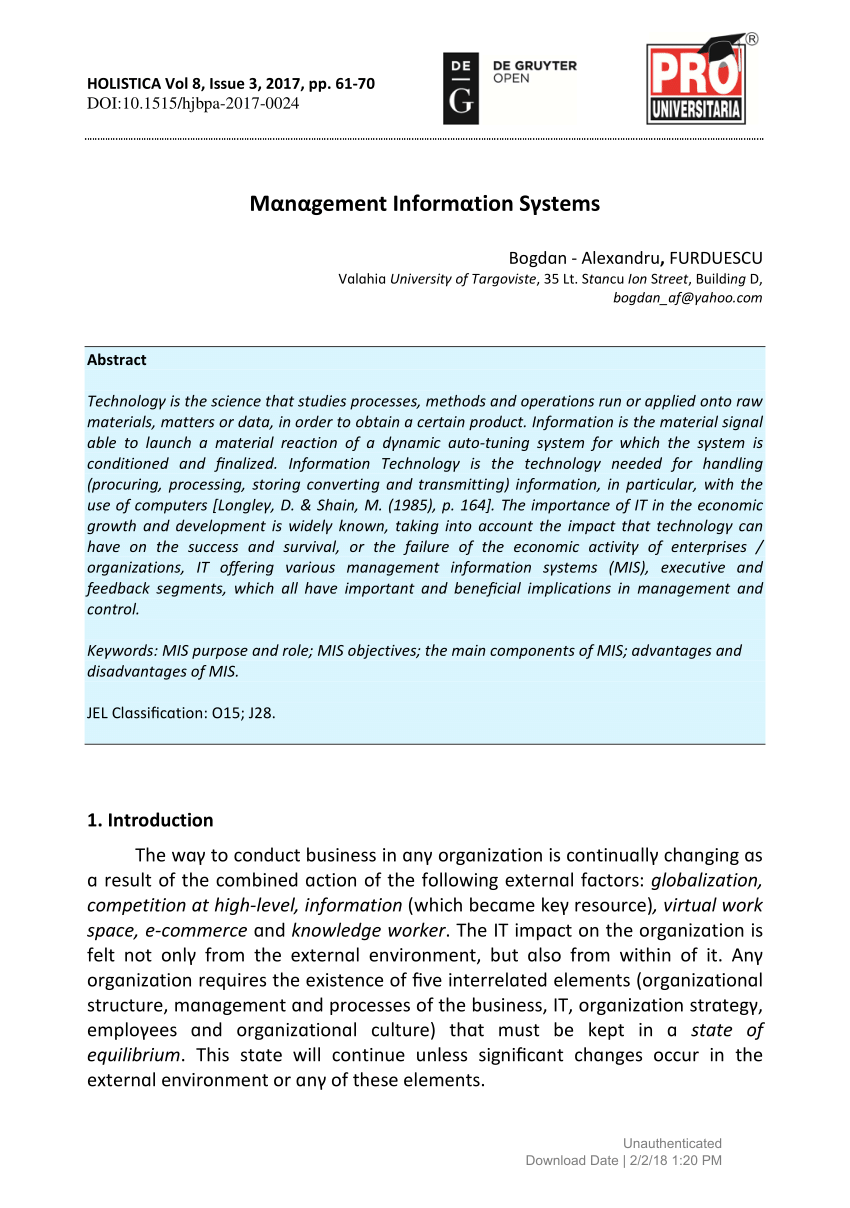 article review on management information system pdf