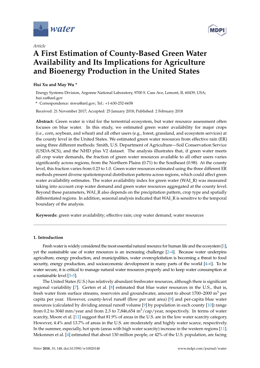 PDF) A First Estimation of County-Based Green Water Availability ...