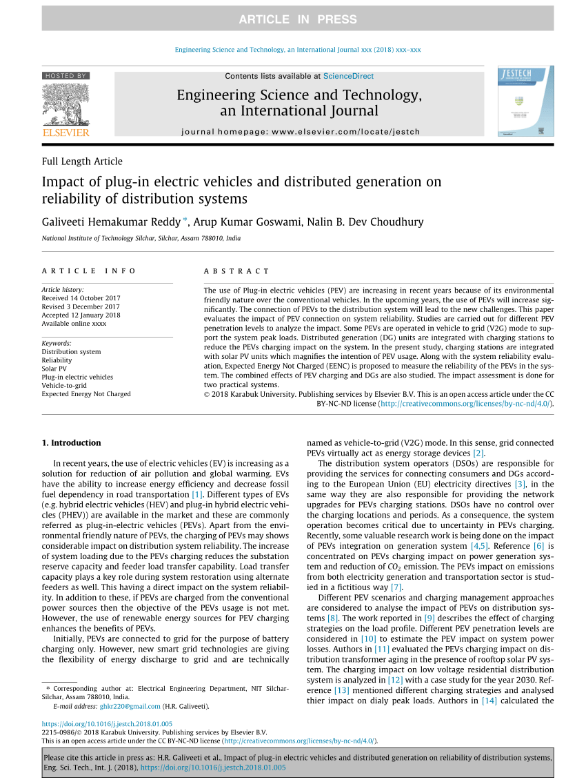 PDF Impact of plug in electric vehicles and distributed  