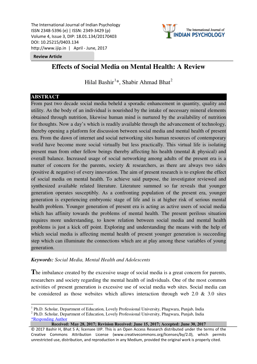 research paper on social media effects