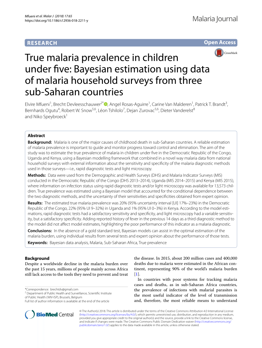 literature review on prevalence of malaria