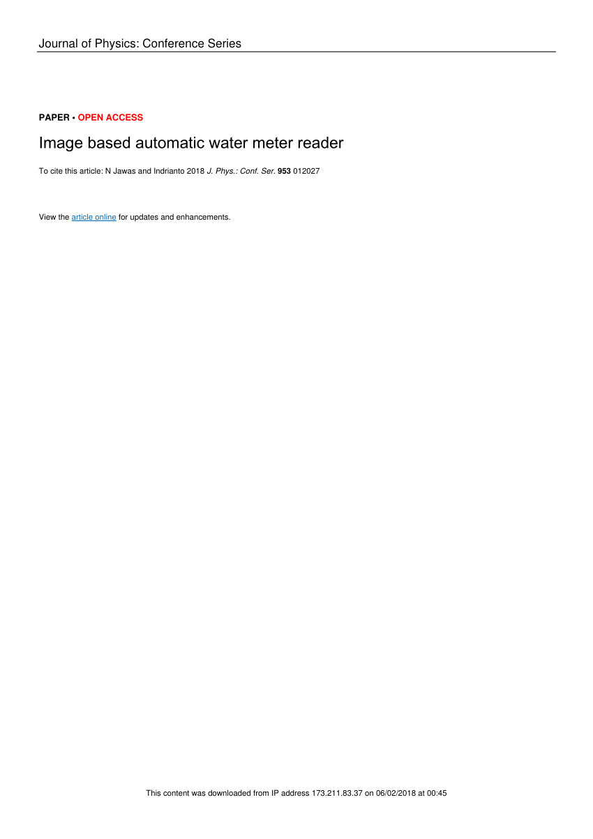 PDF) Image based automatic water meter reader