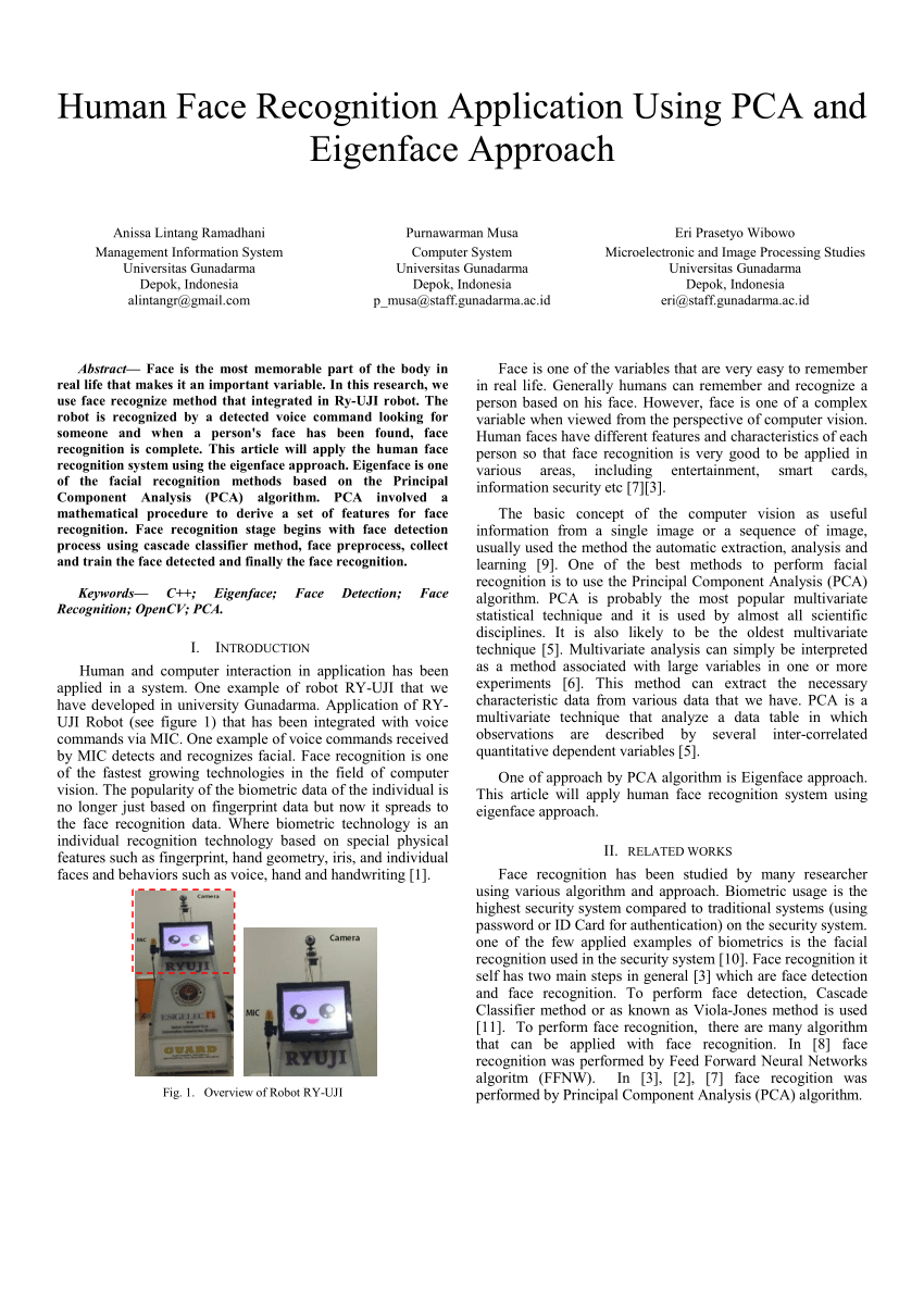 (PDF) Human face recognition application using pca and ...