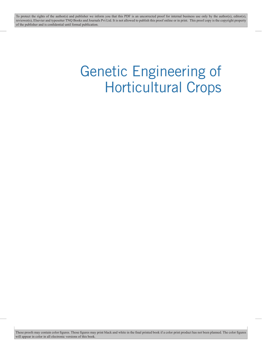 Pdf Genetic Engineering Of Horticultural Crops