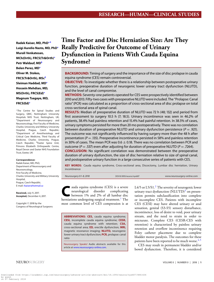 PDF Time Factor and Disc Herniation Size Are They Really