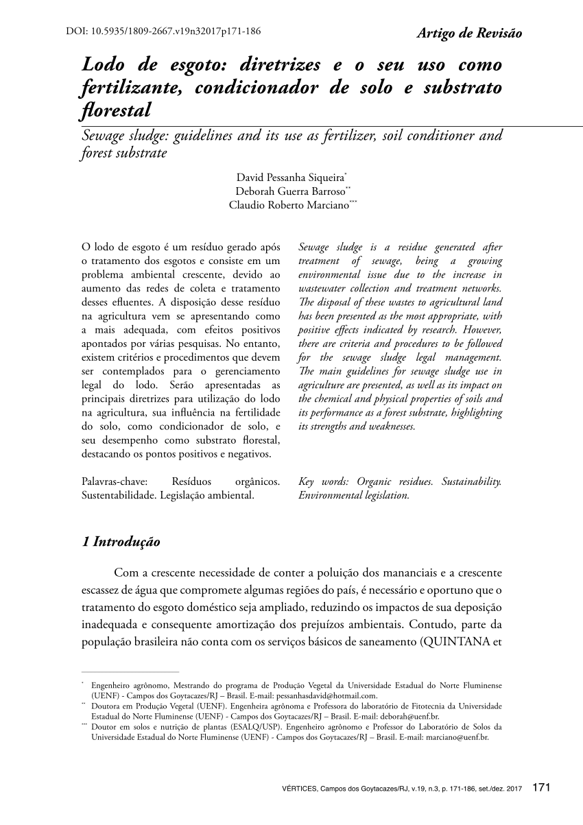 PDF) Composto de lodo de esgoto para o cultivo inicial de eucalipto