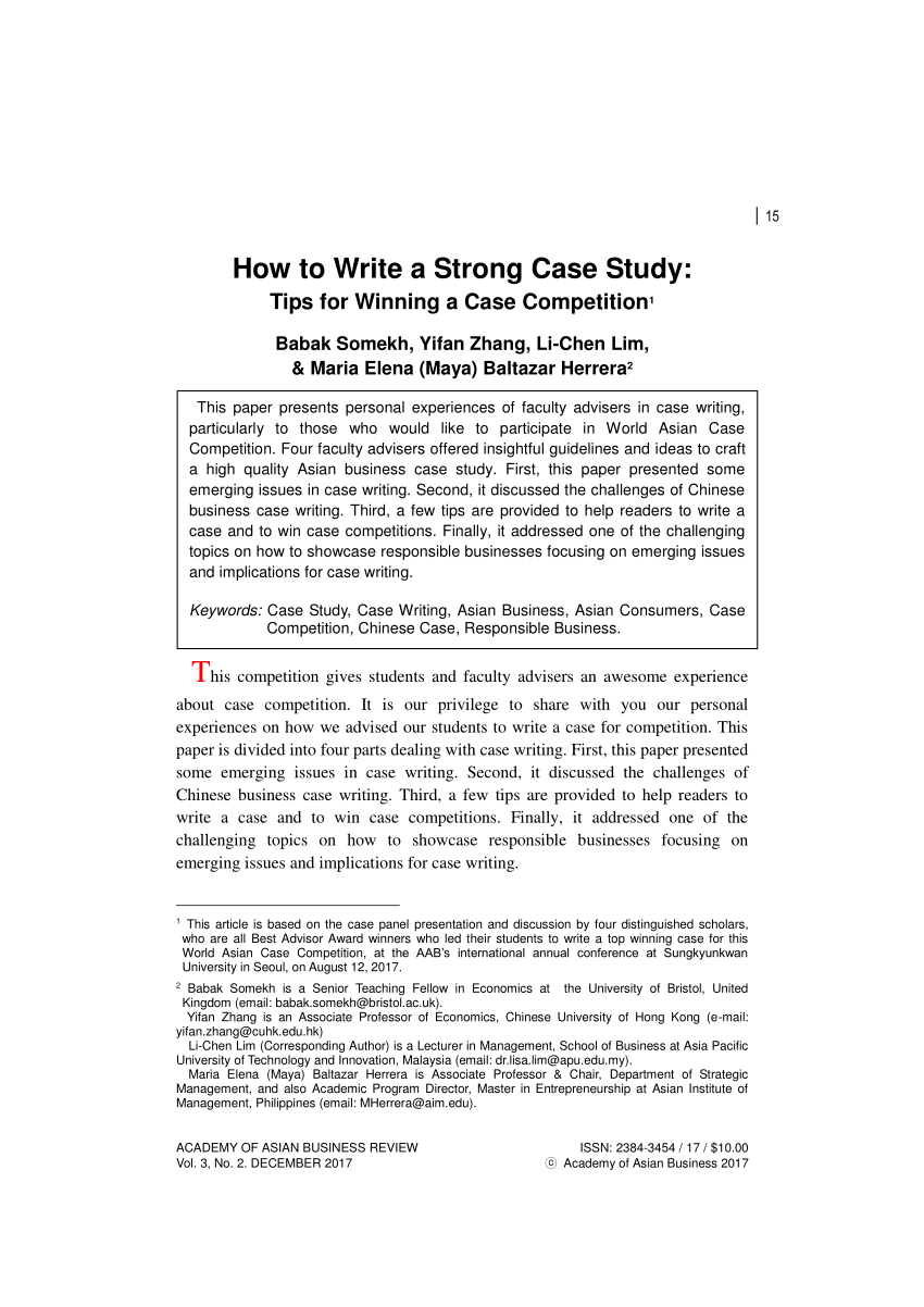 PDF) How to Write a Strong Case Study: Tips for Winning a Case