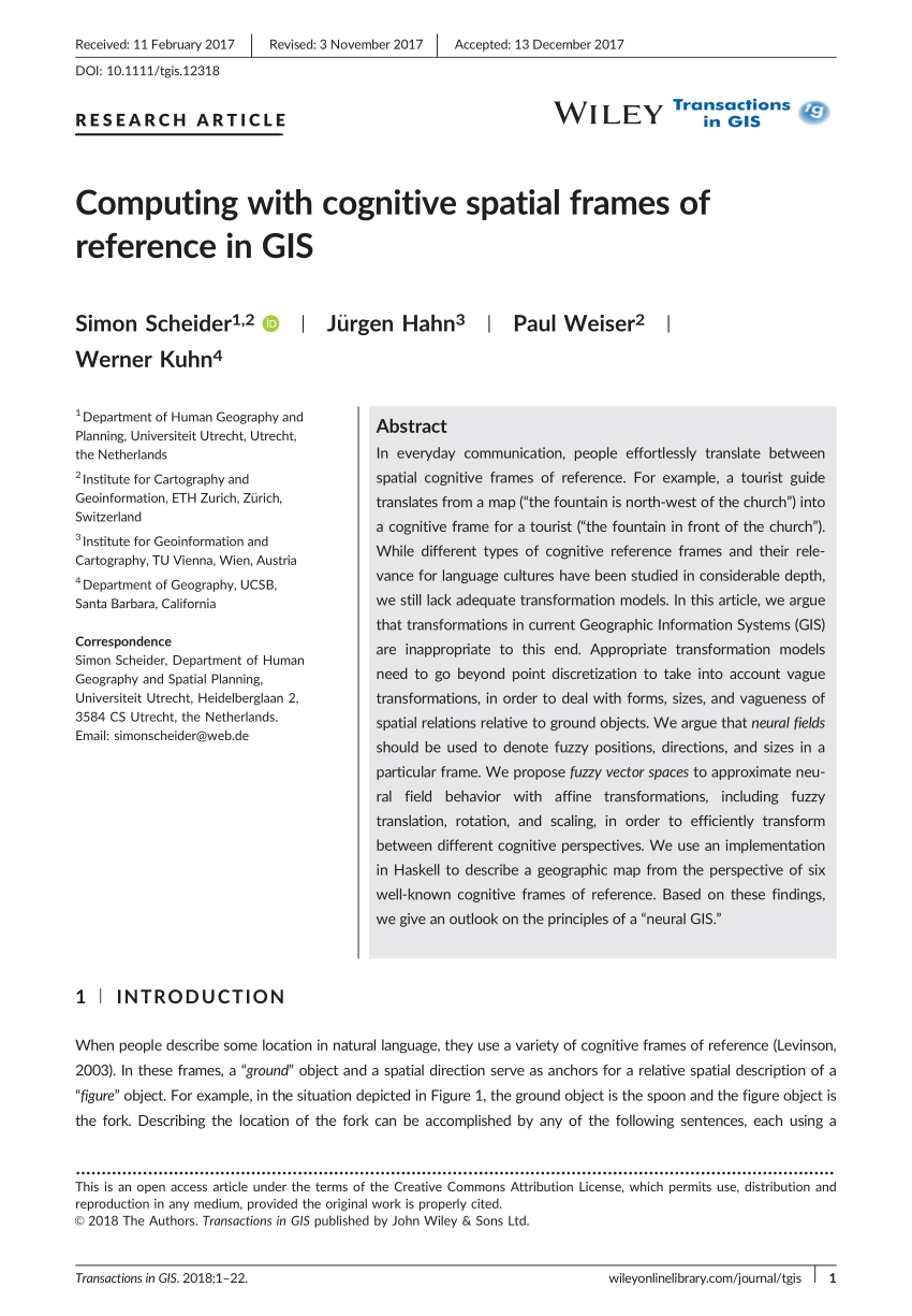 Pdf Computing With Cognitive Spatial Frames Of Reference In Gis