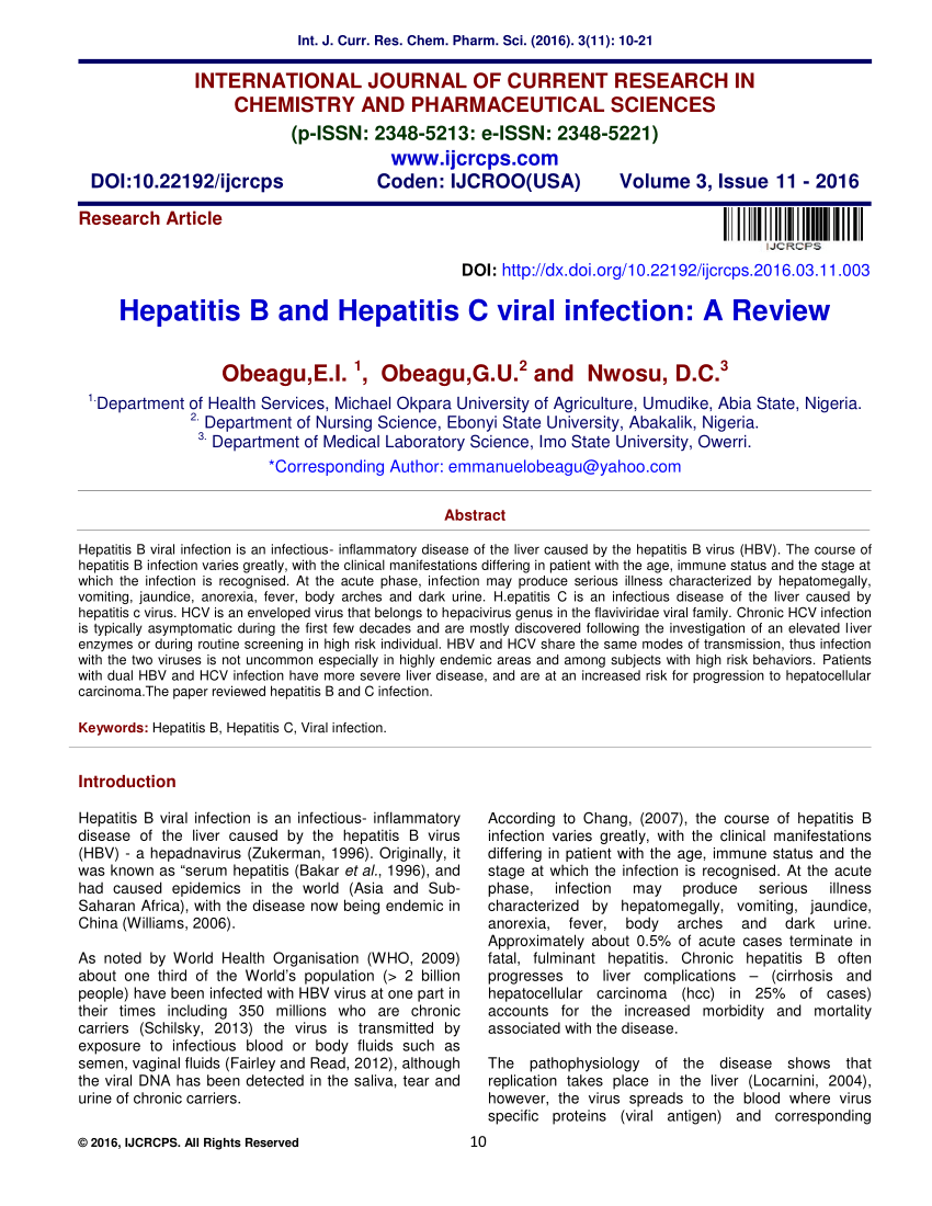 literature review of hepatitis c