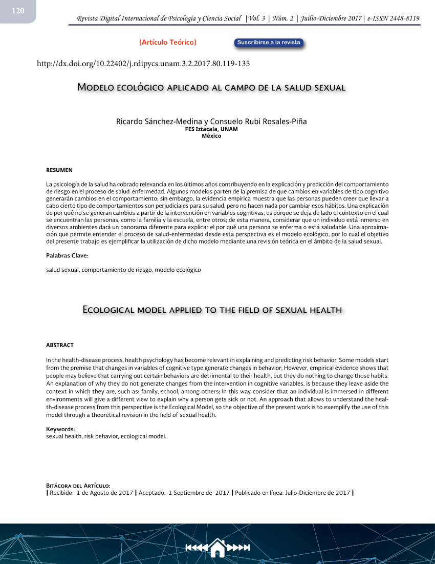 PDF) Modelo Ecológico aplicado al campo de la Salud sexual