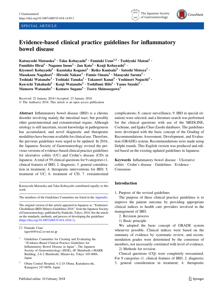 PDF) Evidence-based clinical practice guidelines for inflammatory 