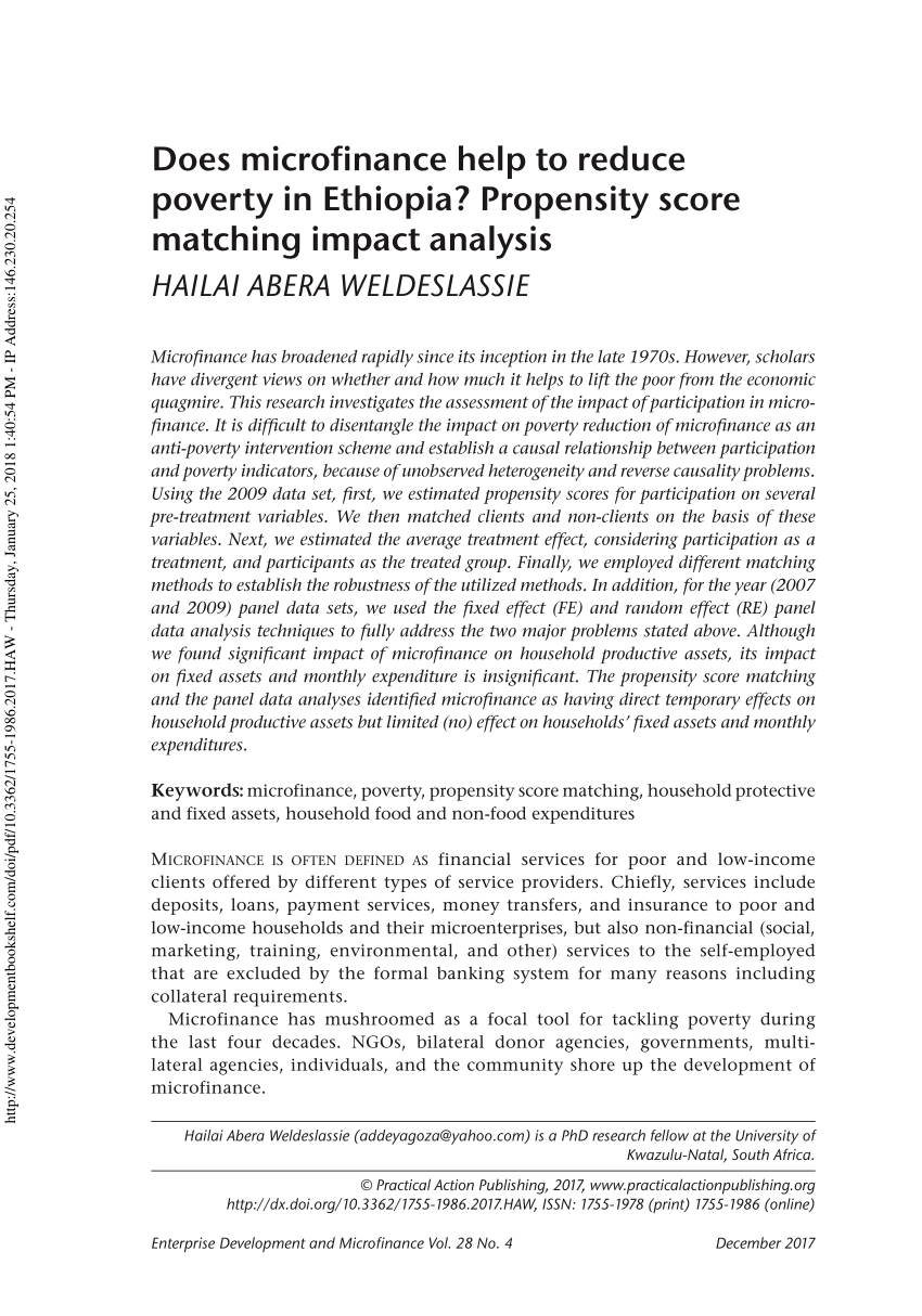 research paper on microfinance in ethiopia pdf