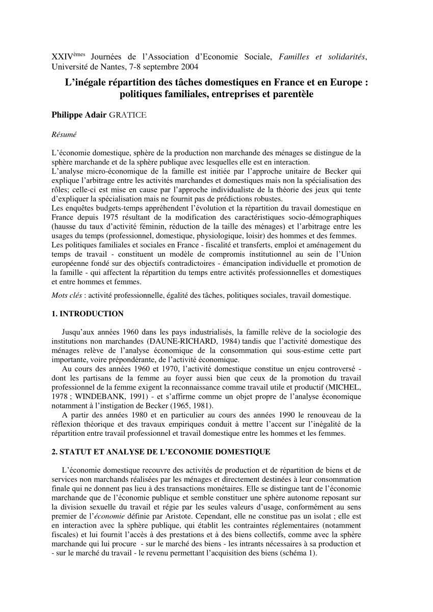 L'inégale répartition des tâches domestiques entre les femmes et