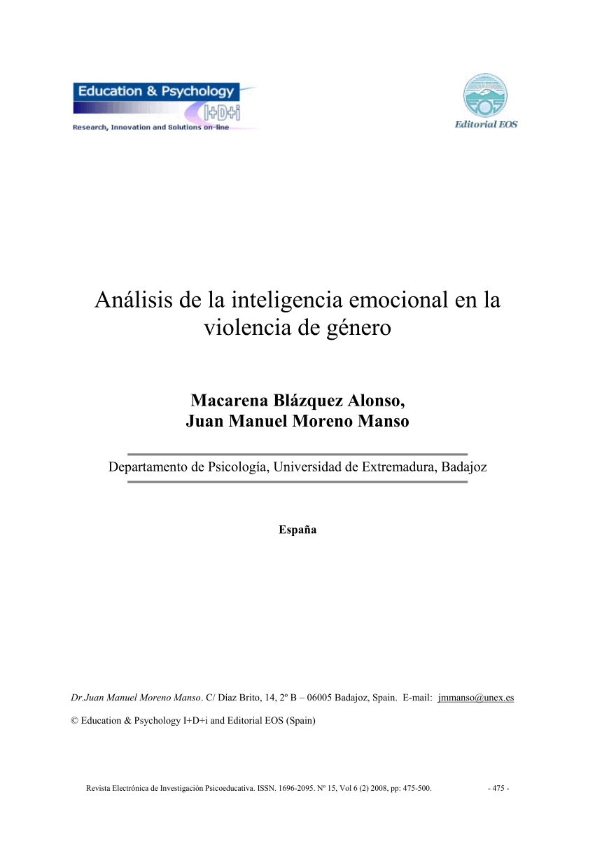 PDF) Análisis de la inteligencia emocional en la violencia de género