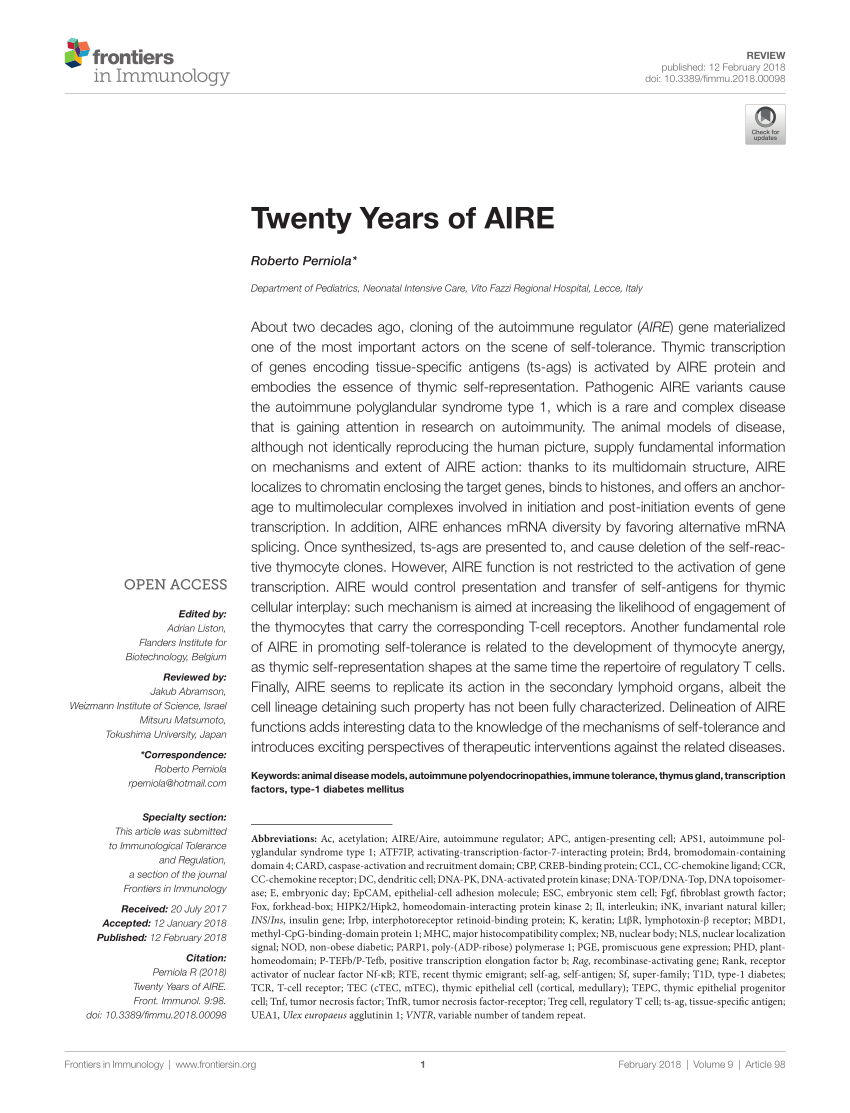 PDF) Twenty years of AIRE