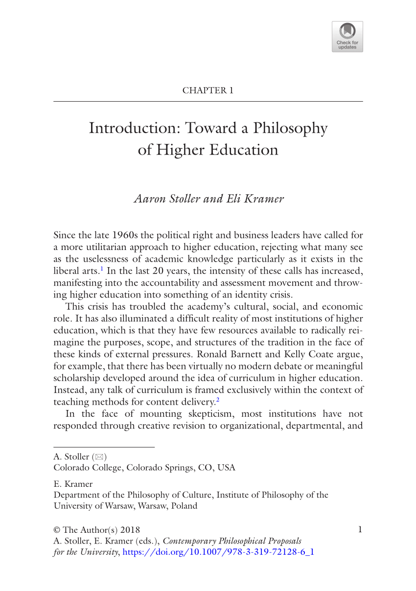 research on philosophy of education