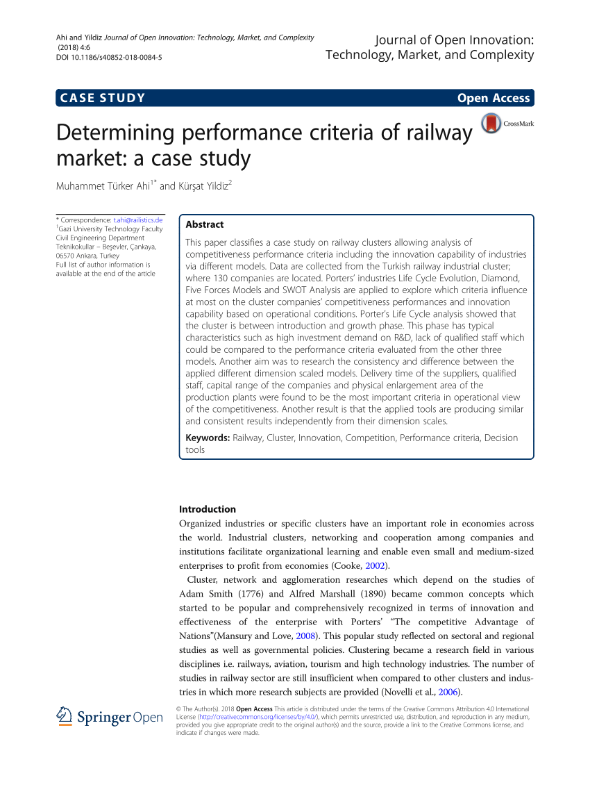 Pdf Determining Performance Criteria Of Railway Market A Case Study
