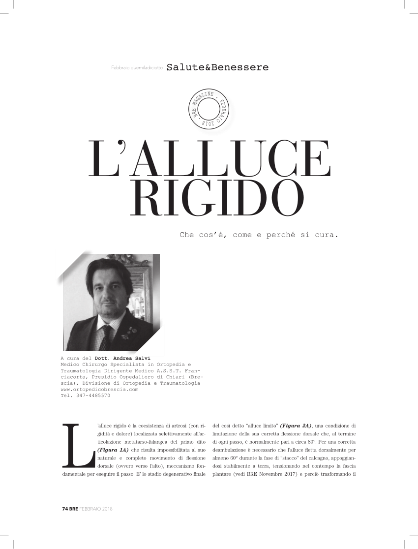 (PDF) L'alluce rigido. Che cos'è, come e perché si cura