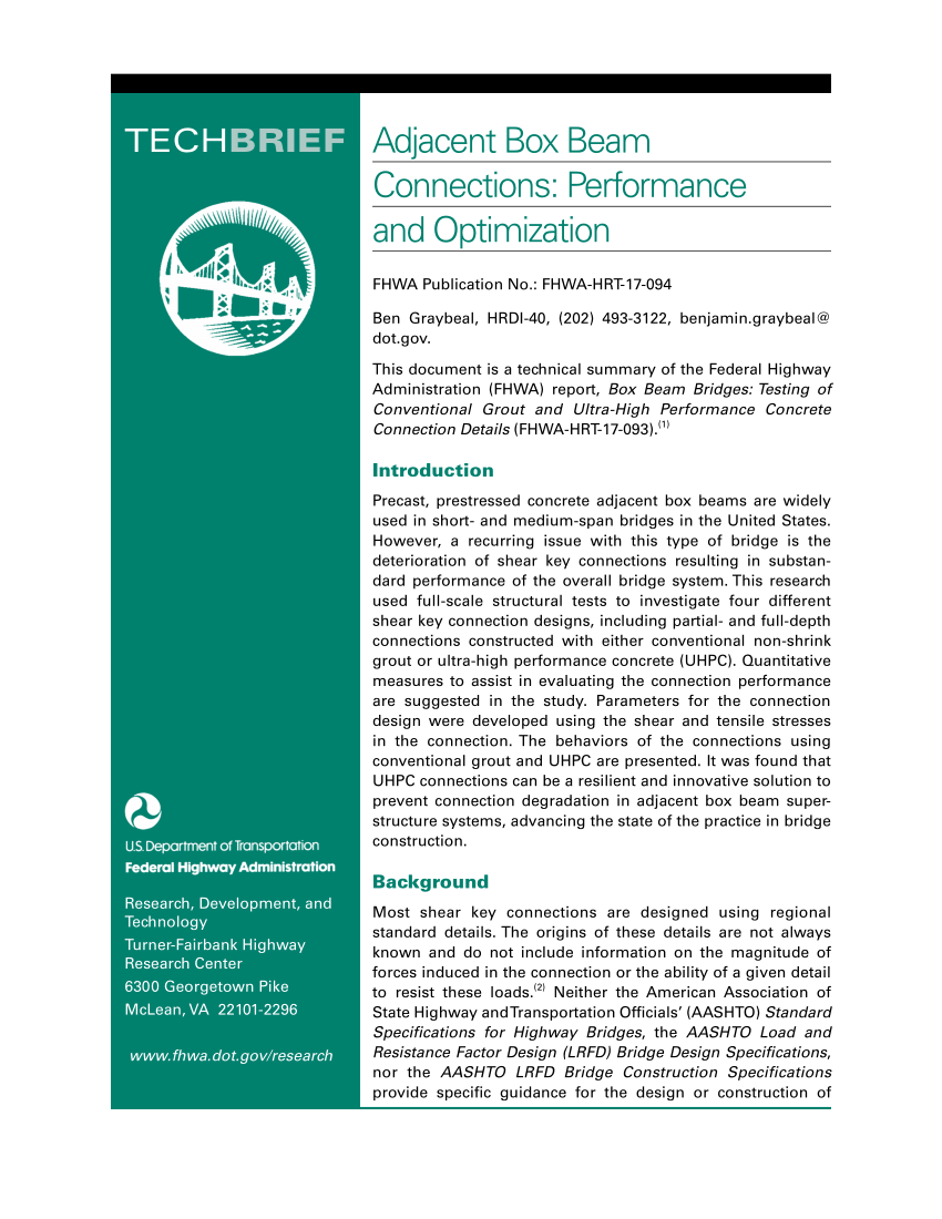 PDF) Adjacent Box Beam Connections: Performance and Optimization