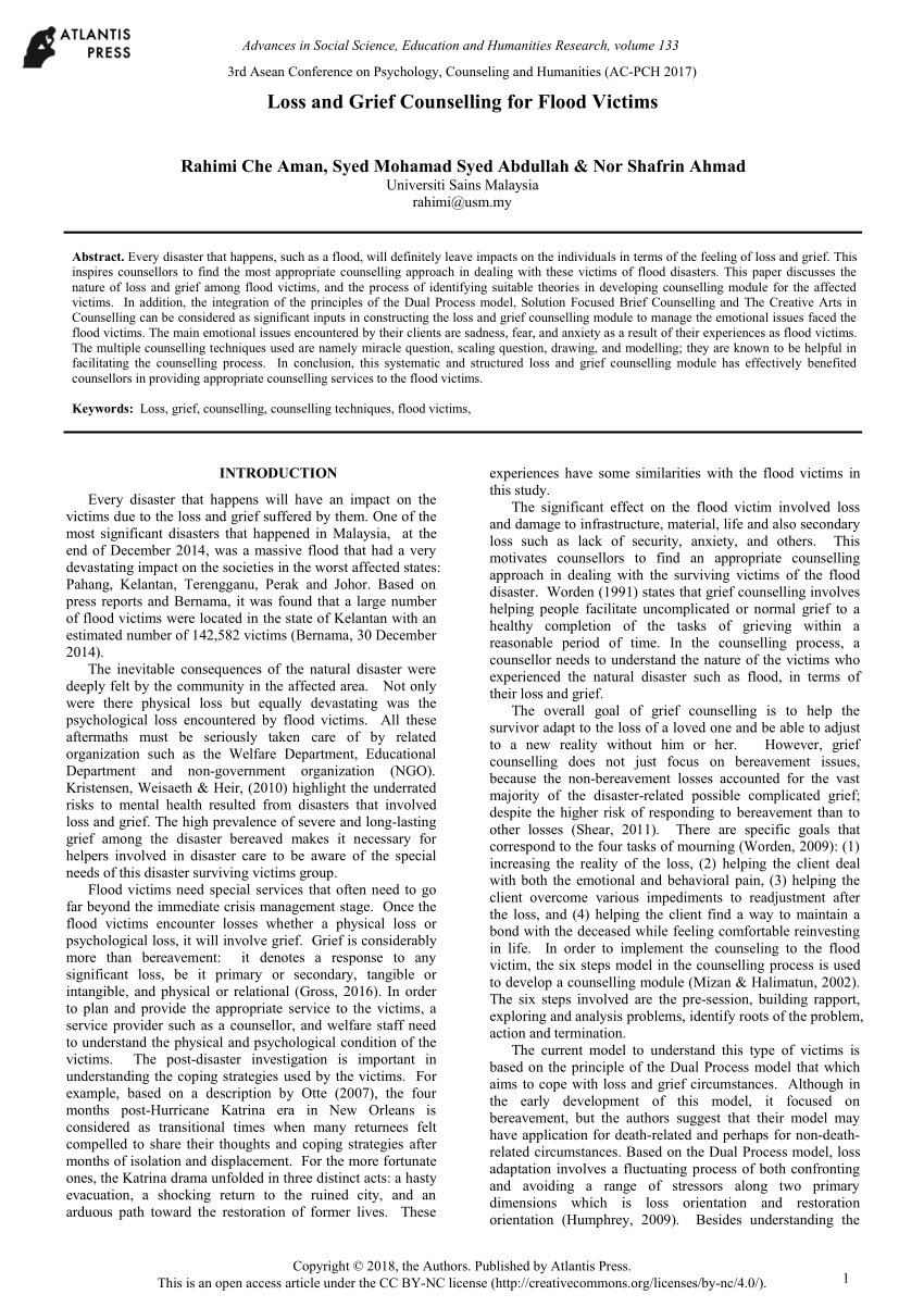 PDF) Loss and Grief Counselling for Flood Victims