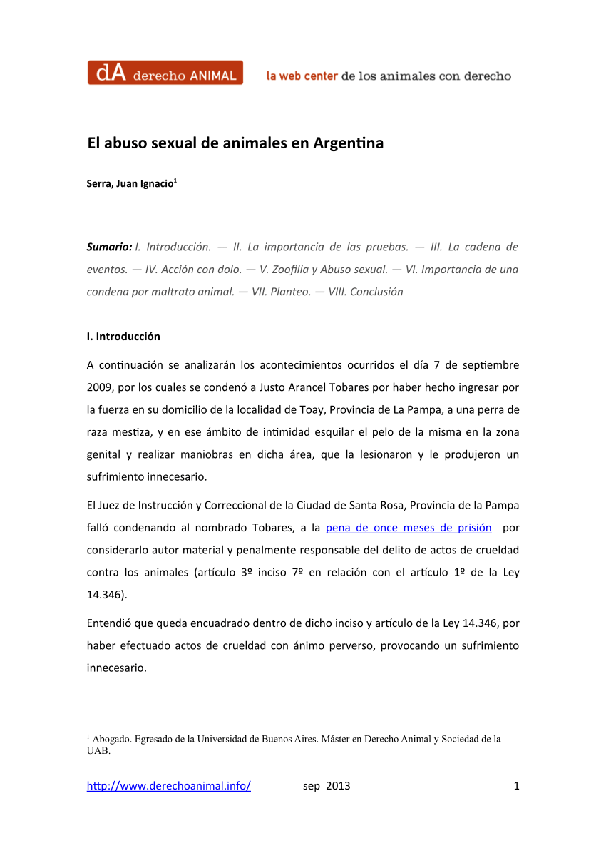 Pdf El Abuso Sexual De Animales En Argentina